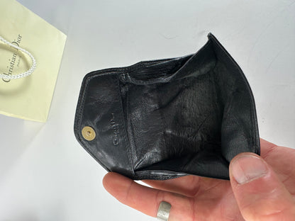 Vintage Dior Snake Emblossed Leather Card Holder Black