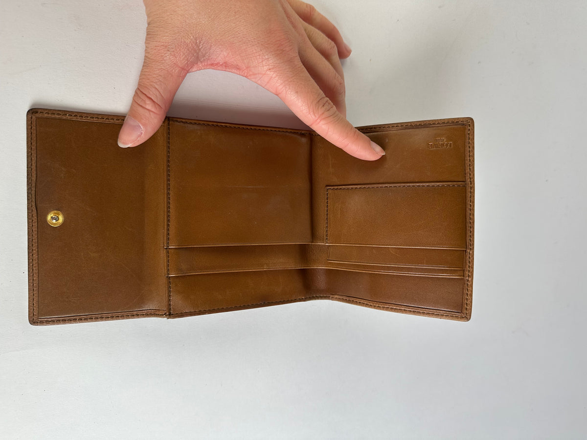 Vintage Loewe Grained Leather Bifold Wallet Late 1990s Brown