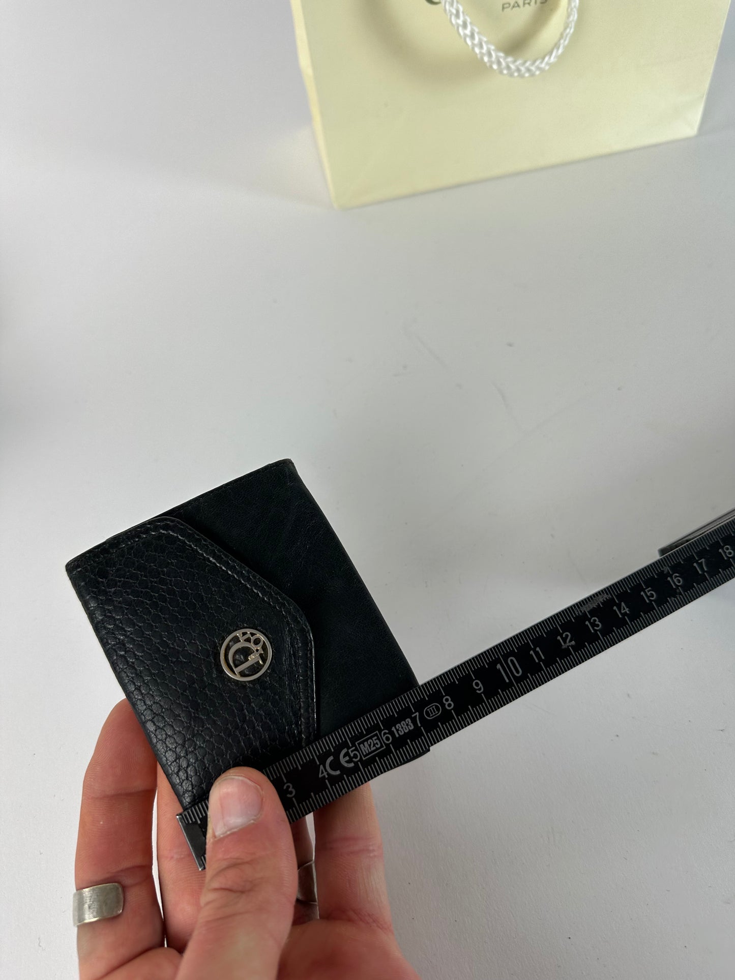 Vintage Dior Snake Emblossed Leather Card Holder Black