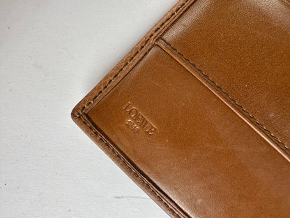 Vintage Loewe Grained Leather Bifold Wallet Late 1990s Brown