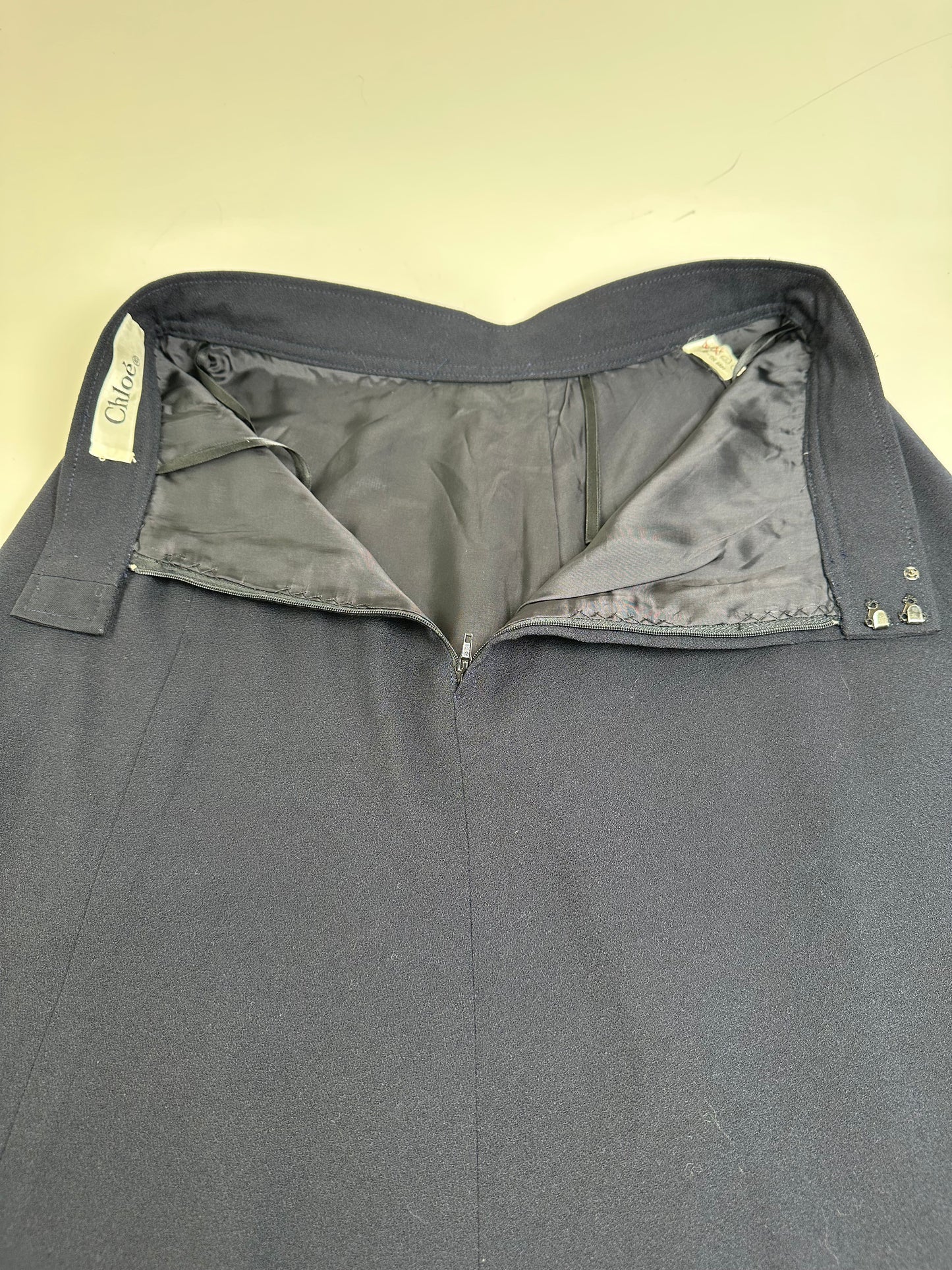 Vintage Chloe Wool Blend Skirt Navy L