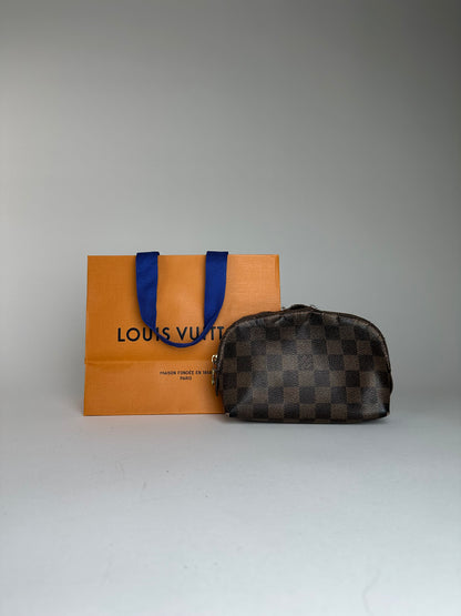 Vintage Louis Vuitton Damier Monogram Leather Clutch / Mini Bag Brown