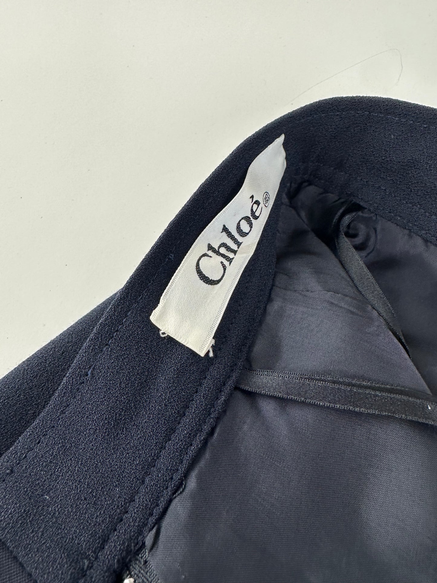 Vintage Chloe Wool Blend Skirt Navy L