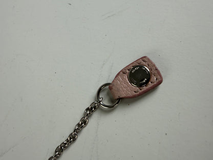 Vintage Miu Miu Grained Leather Card Holder Dusty Pink Silver Chain