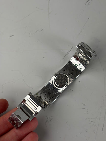 Vintage Gucci GG Motif Stainless Steel Bracelet Watch Silver