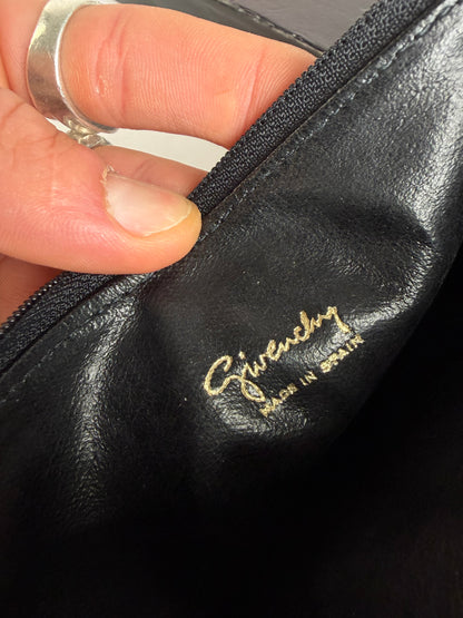 Vintage Givenchy 4G Logo Leather Zip Pouch Late 1980s Black