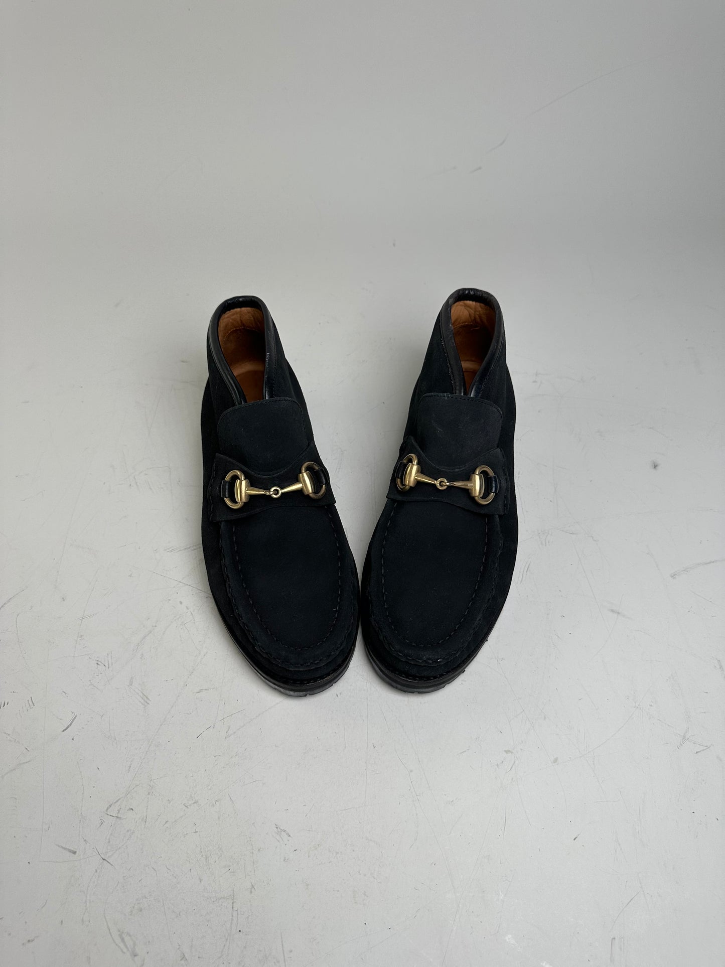 Vintage Gucci Suede Ankle Boots Black Gold EU35