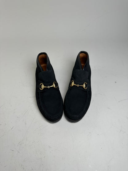 Vintage Gucci Suede Ankle Boots Black Gold EU35