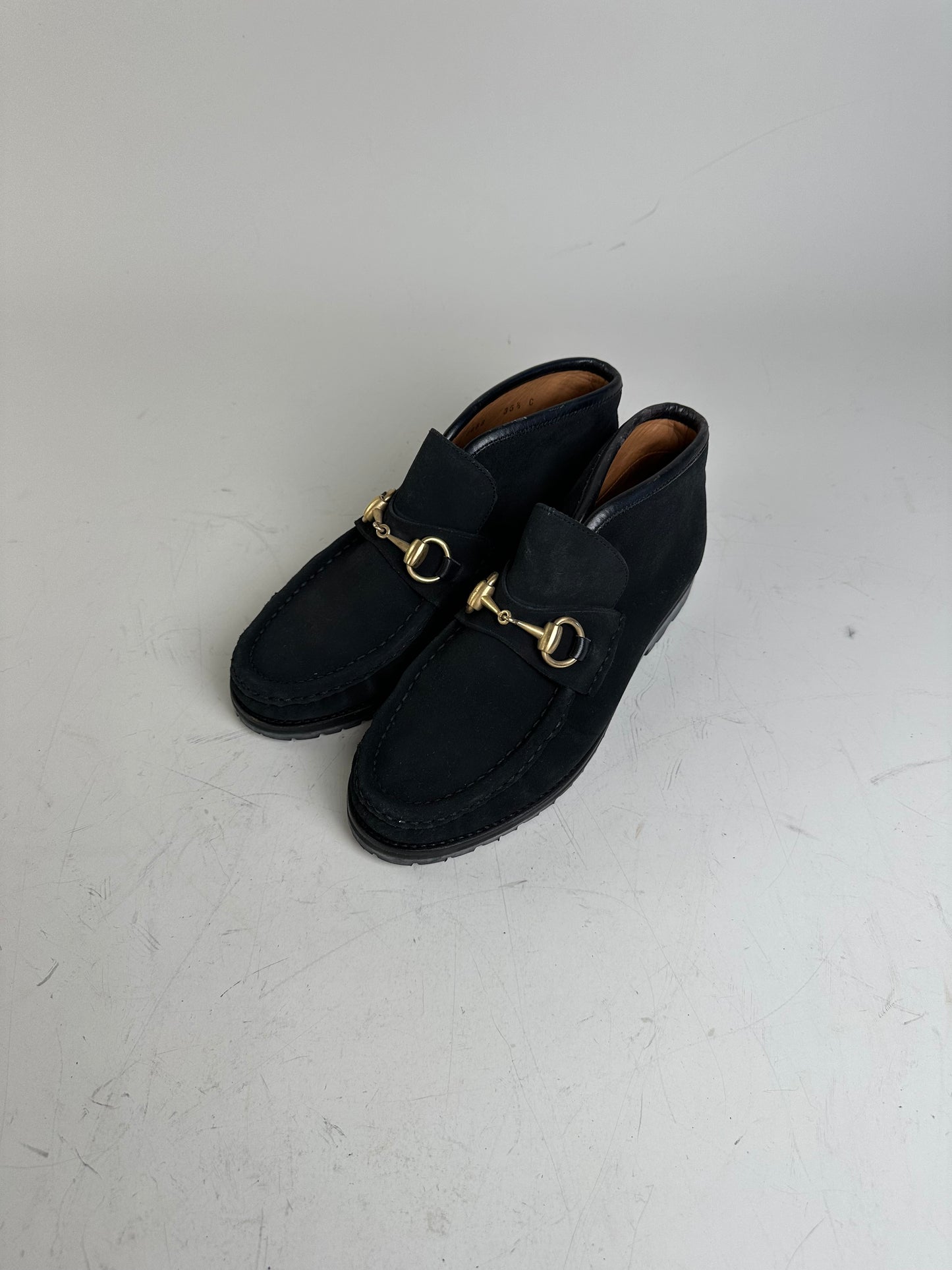 Vintage Gucci Suede Ankle Boots Black Gold EU35