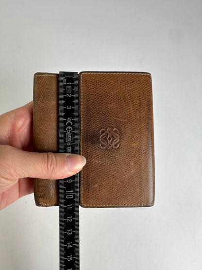Vintage Loewe Grained Leather Bifold Wallet Late 1990s Brown