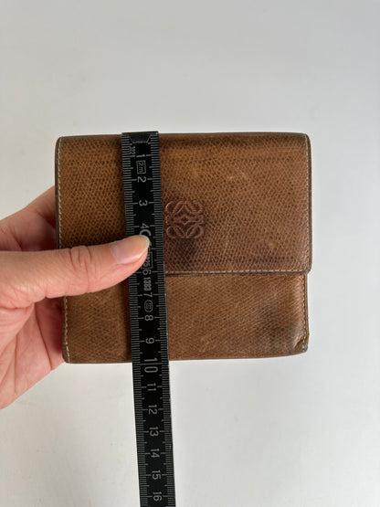 Vintage Loewe Grained Leather Bifold Wallet Late 1990s Brown