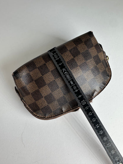 Vintage Louis Vuitton Damier Monogram Leather Clutch / Mini Bag Brown