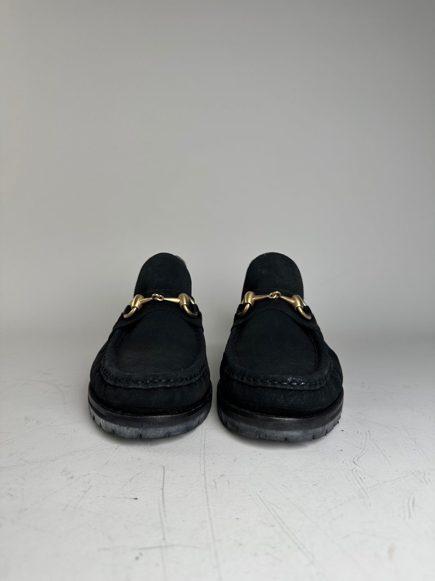 Vintage Gucci Suede Ankle Boots Black Gold EU35