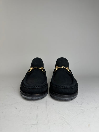 Vintage Gucci Suede Ankle Boots Black Gold EU35