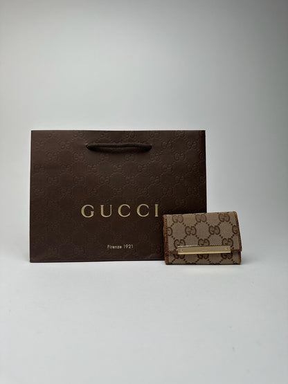 Vintage Gucci Monogram Key Holder beige brown