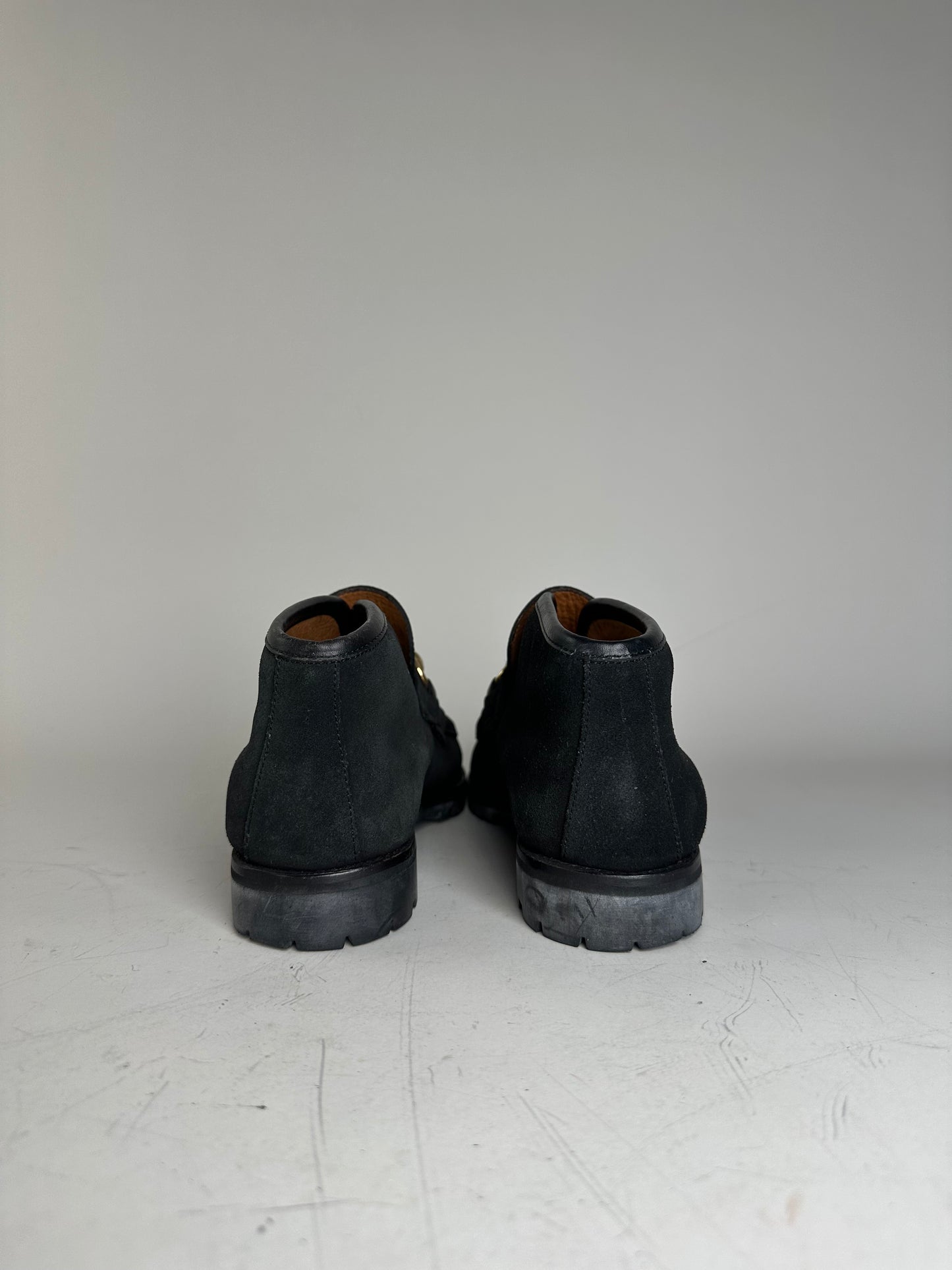 Vintage Gucci Suede Ankle Boots Black Gold EU35