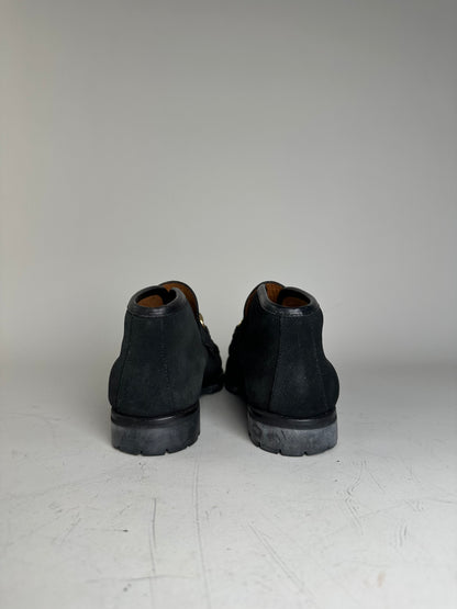 Vintage Gucci Suede Ankle Boots Black Gold EU35