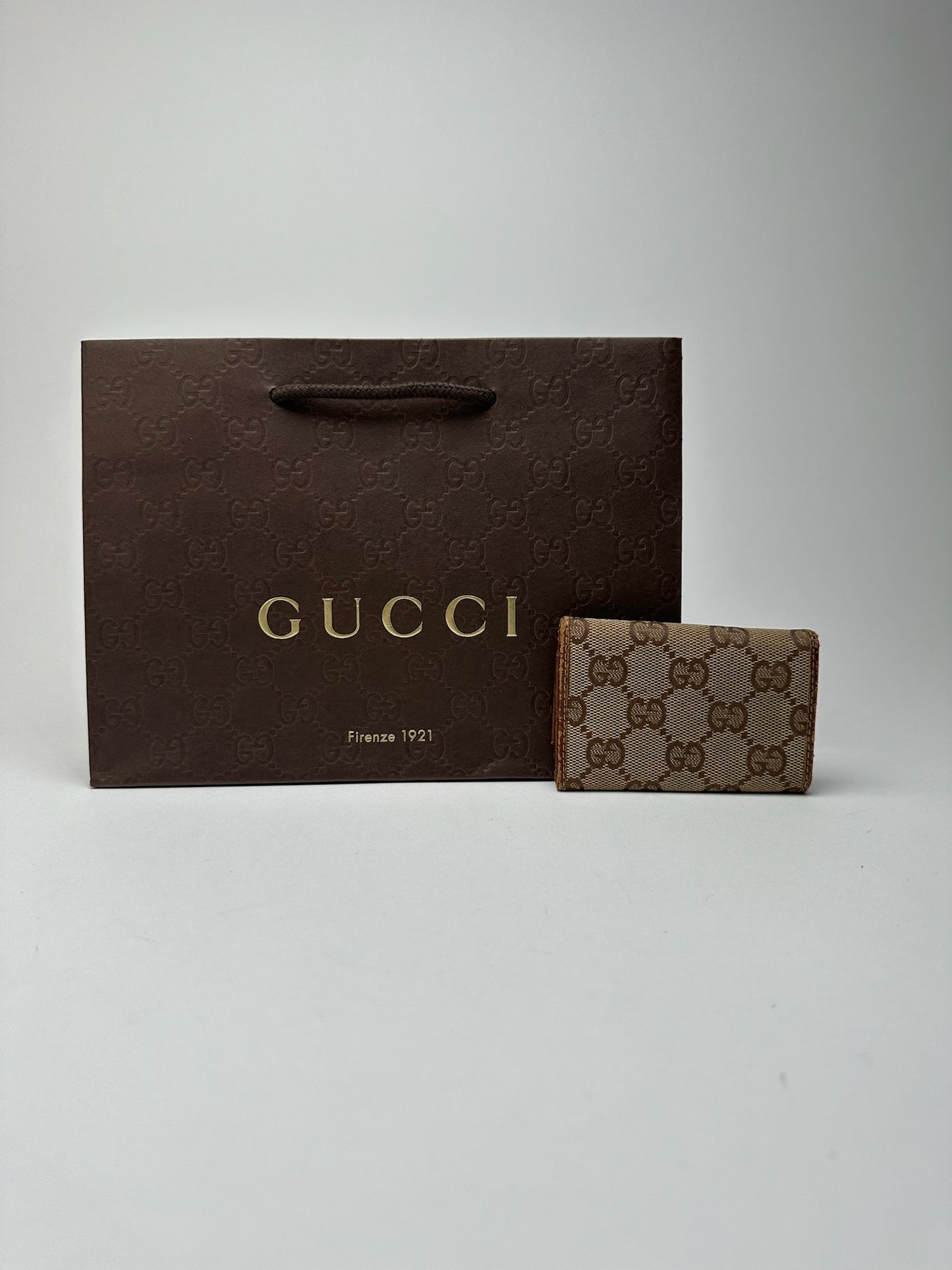 Vintage Gucci Monogram Key Holder beige brown