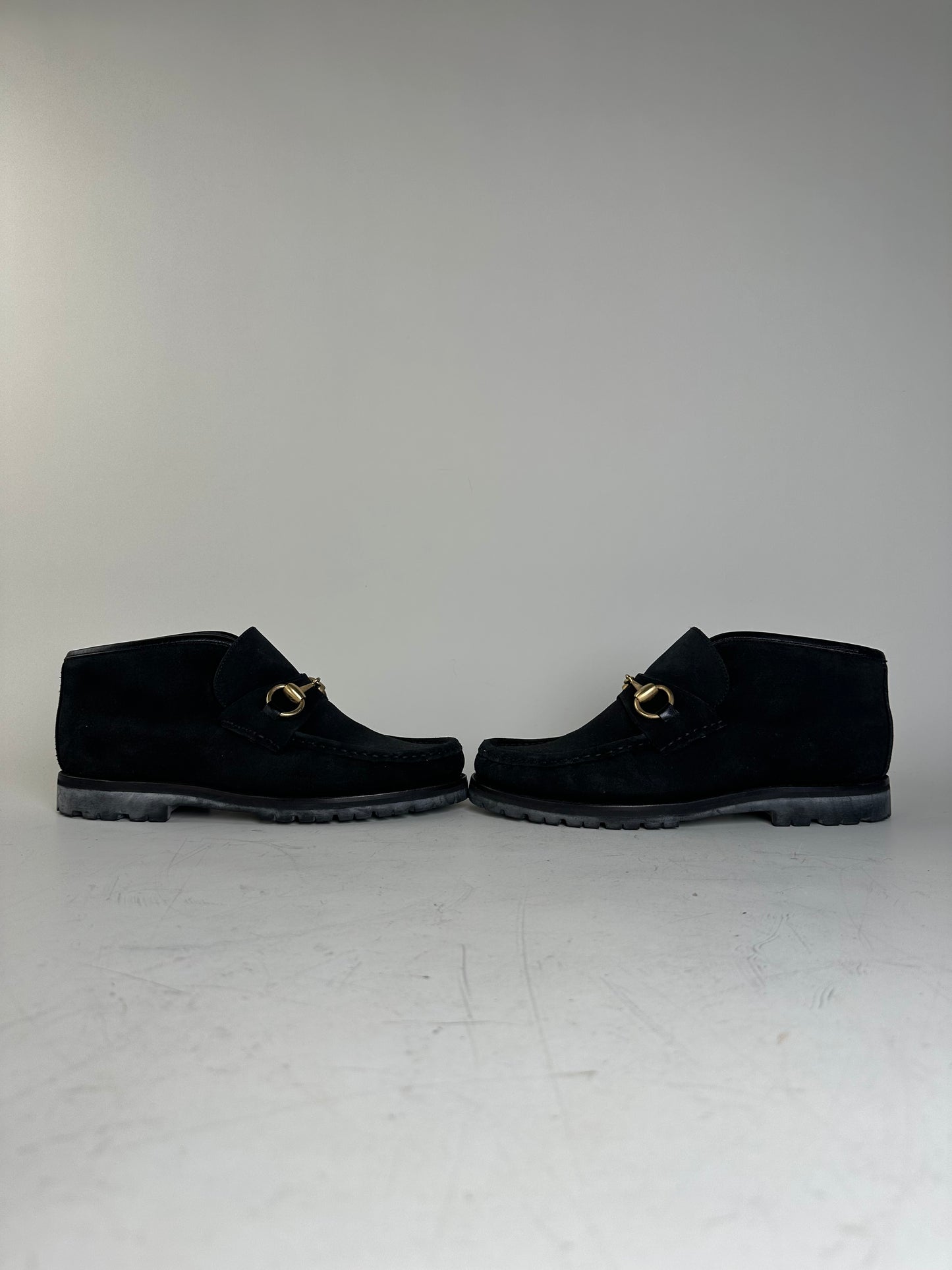 Vintage Gucci Suede Ankle Boots Black Gold EU35