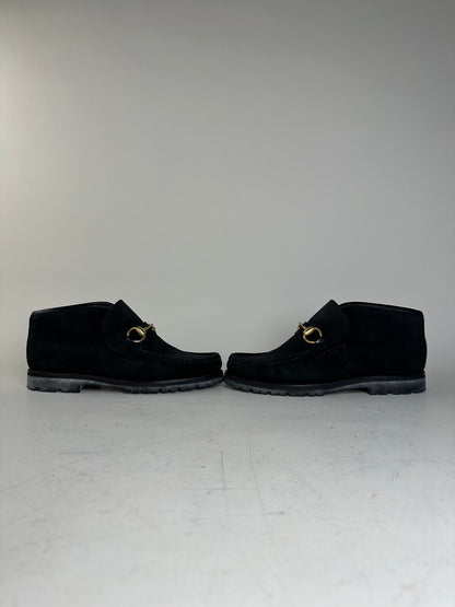 Vintage Gucci Suede Ankle Boots Black Gold EU35