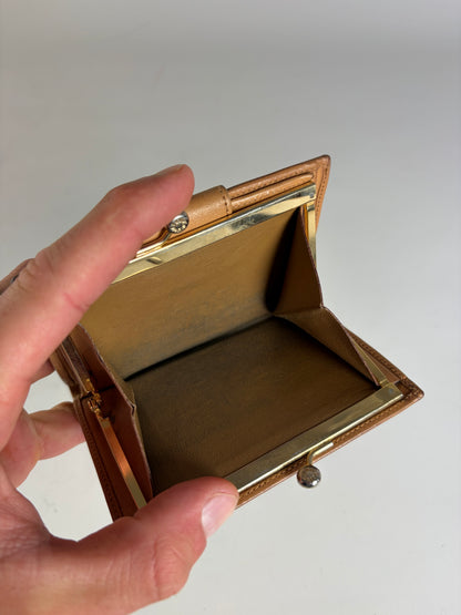 Vintage Celine Monogram Canvas Wallet Beige Tan Gold