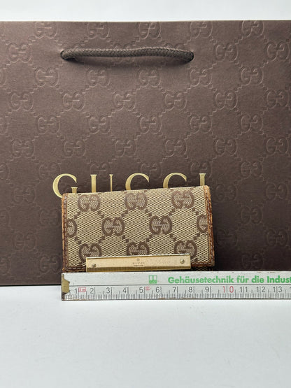 Vintage Gucci Monogram Key Holder beige brown