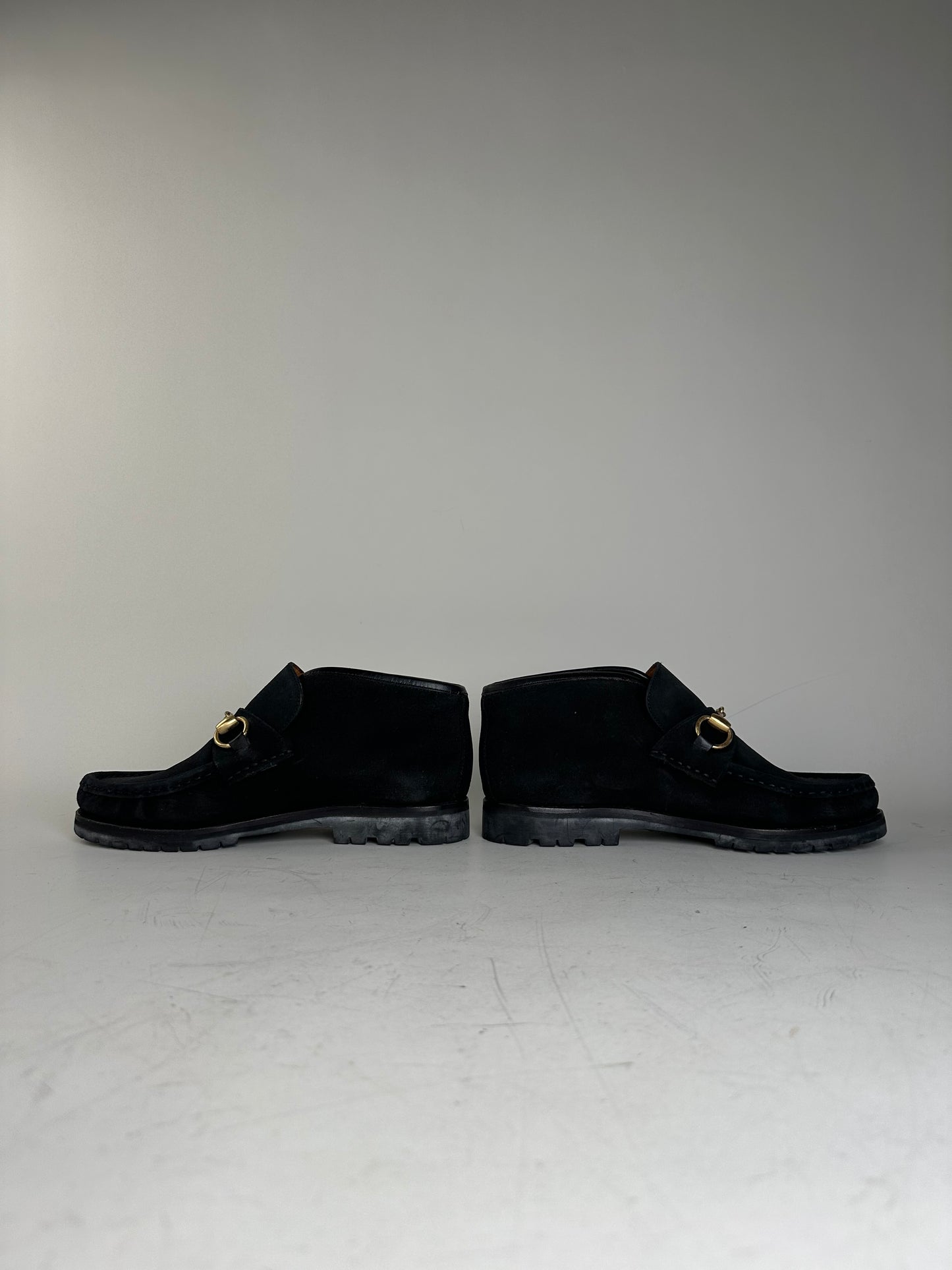 Vintage Gucci Suede Ankle Boots Black Gold EU35