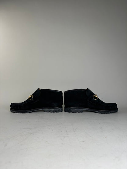 Vintage Gucci Suede Ankle Boots Black Gold EU35