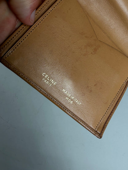 Vintage Celine Monogram Canvas Wallet Beige Tan Gold