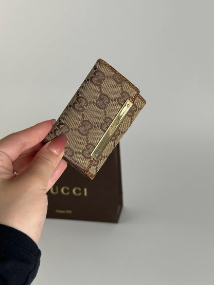 Vintage Gucci Monogram Key Holder beige brown