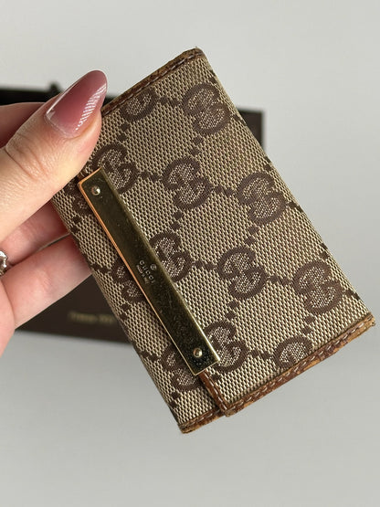 Vintage Gucci Monogram Key Holder beige brown