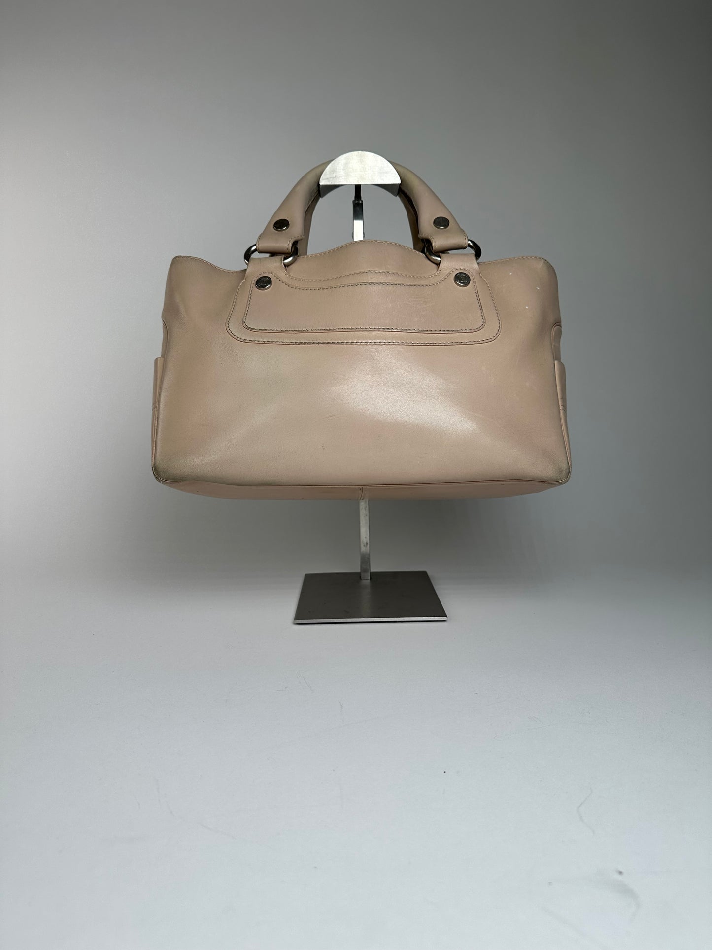 Vintage Celine Paris Leather Boogie Bag Beige Brown