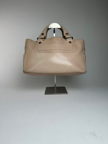 Vintage Celine Paris Leather Boogie Bag Beige Brown