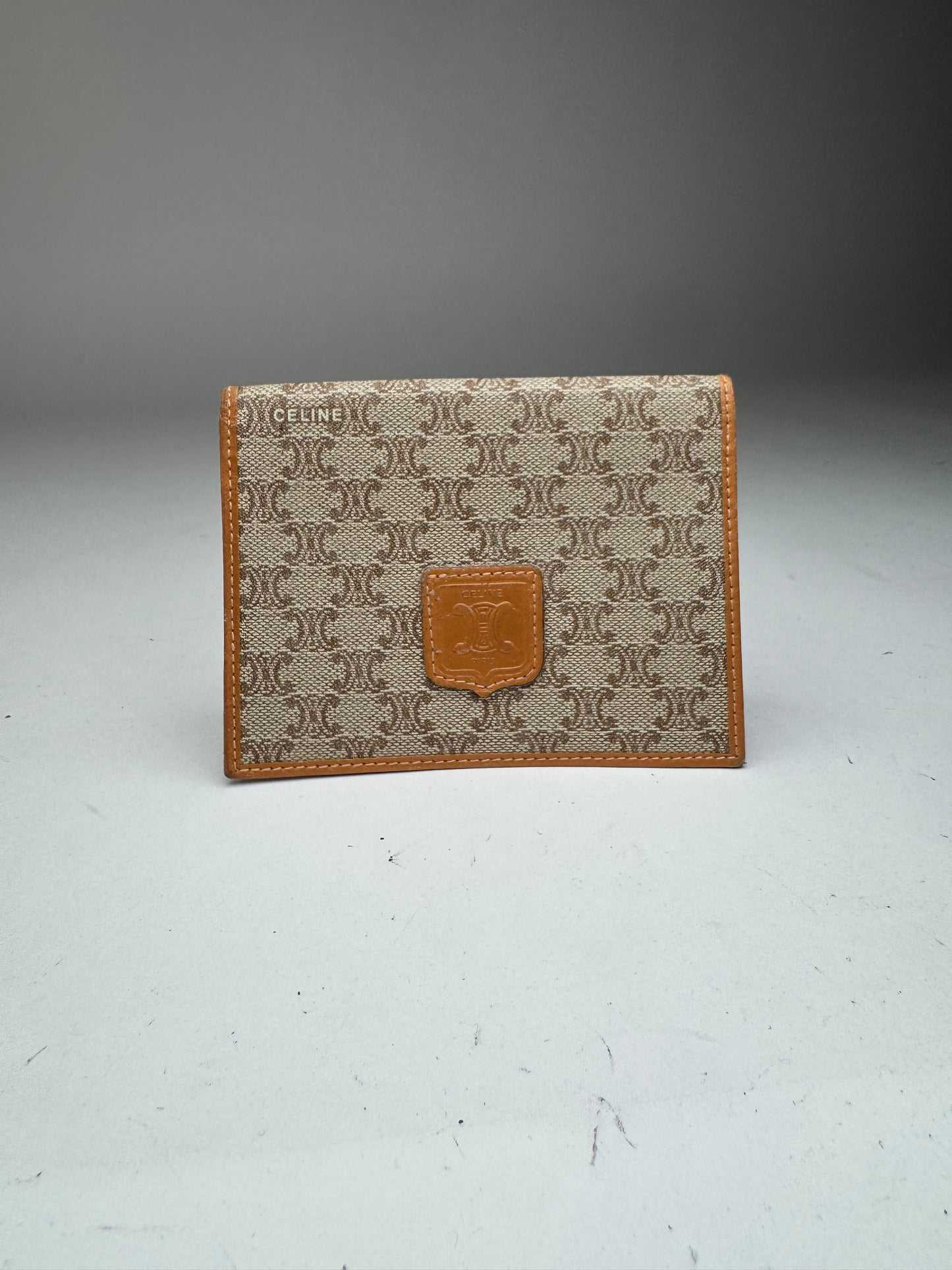Vintage Celine Paris Leather monogram card holder beige