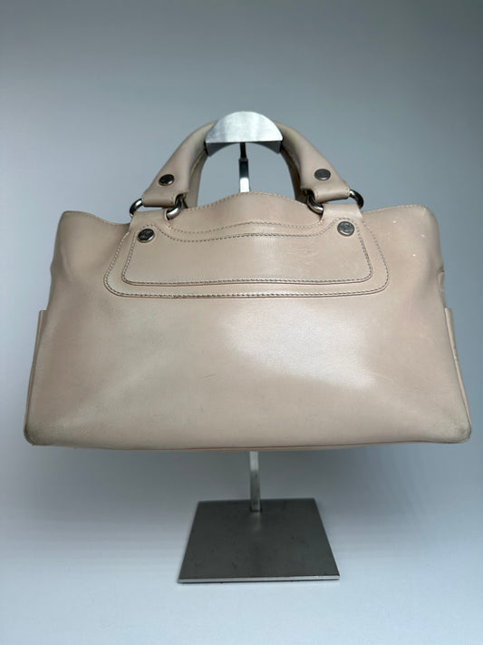 Vintage Celine Paris Leather Boogie Bag Beige Brown
