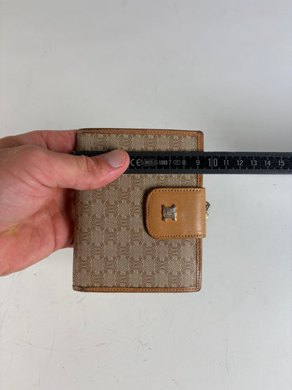 Vintage Celine Monogram Canvas Wallet Beige Tan Gold