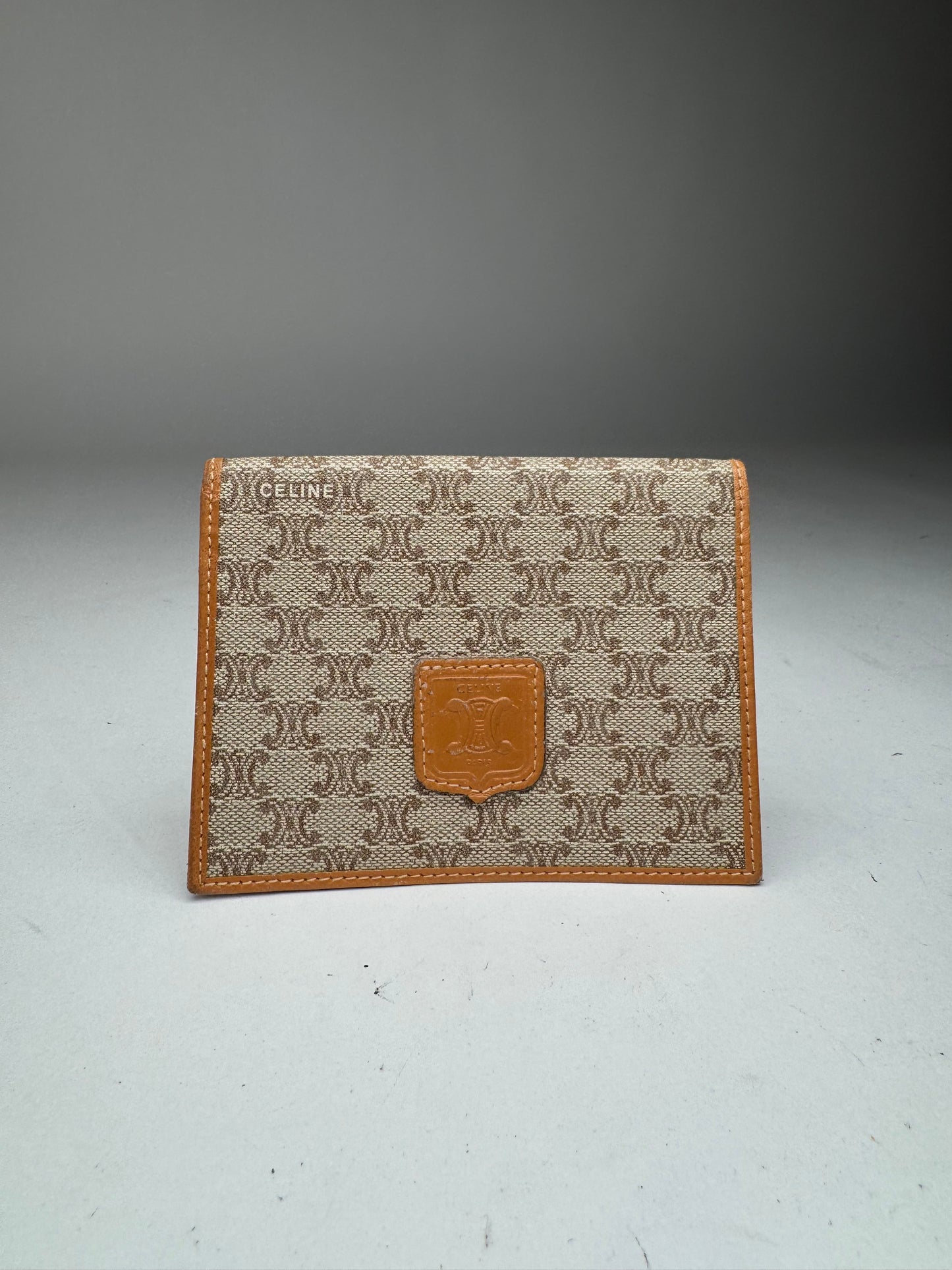 Vintage Celine Paris Leather monogram card holder beige