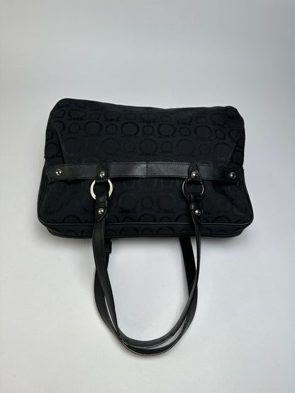 Vintage Ferragamo Gancini Monogram Structured Top-Handle Bag Late 1990s Black