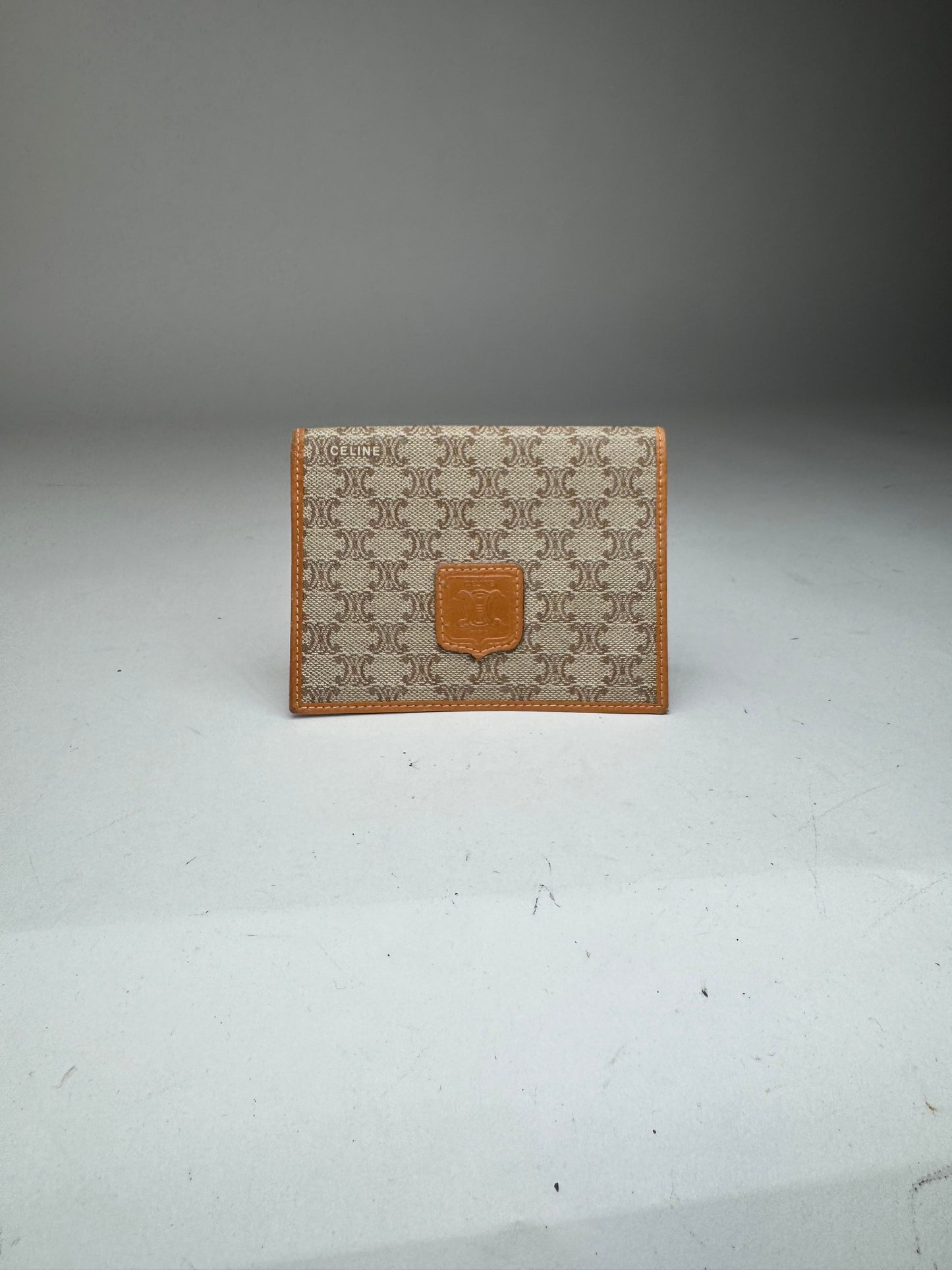 Vintage Celine Paris Leather monogram card holder beige