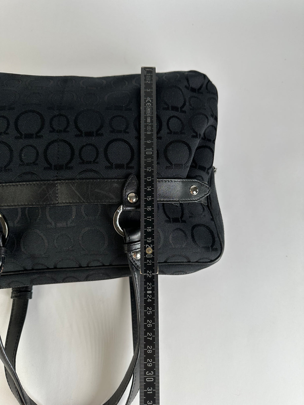 Vintage Ferragamo Gancini Monogram Structured Top-Handle Bag Late 1990s Black