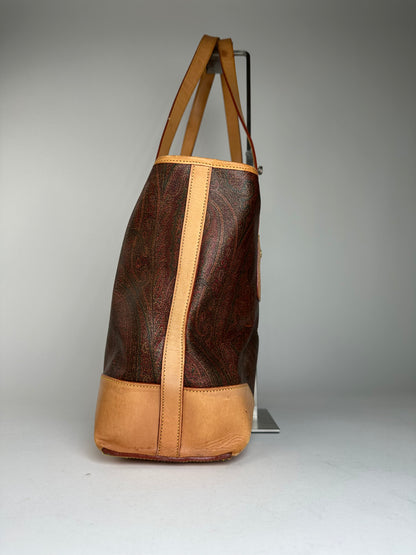 Etro Multi-Color Paisley Canvas and Leather Tote Bag