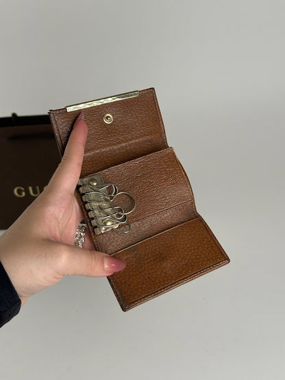 Vintage Gucci Monogram Key Holder beige brown