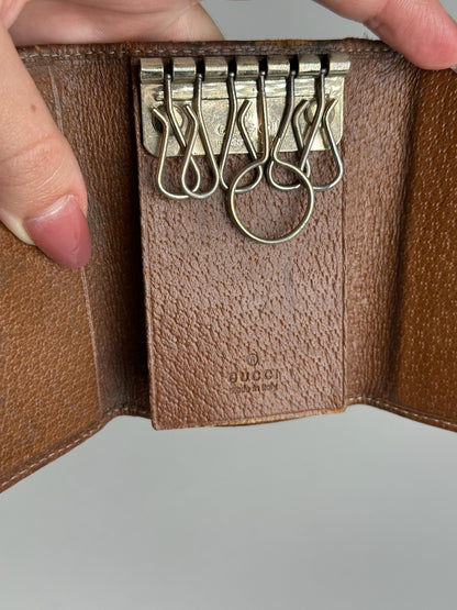Vintage Gucci Monogram Key Holder beige brown