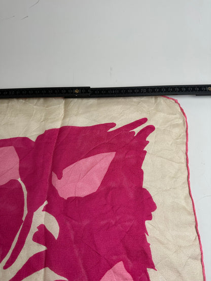 Vintage Dior Silk Foulard Scarf Cream Hot Pink