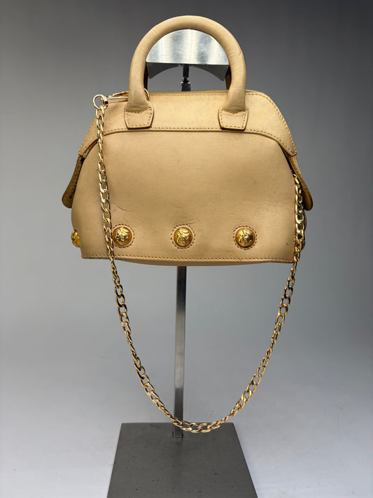 Vintage Salvatore Ferragamo Structured Leather Top-Handle Bag Beige