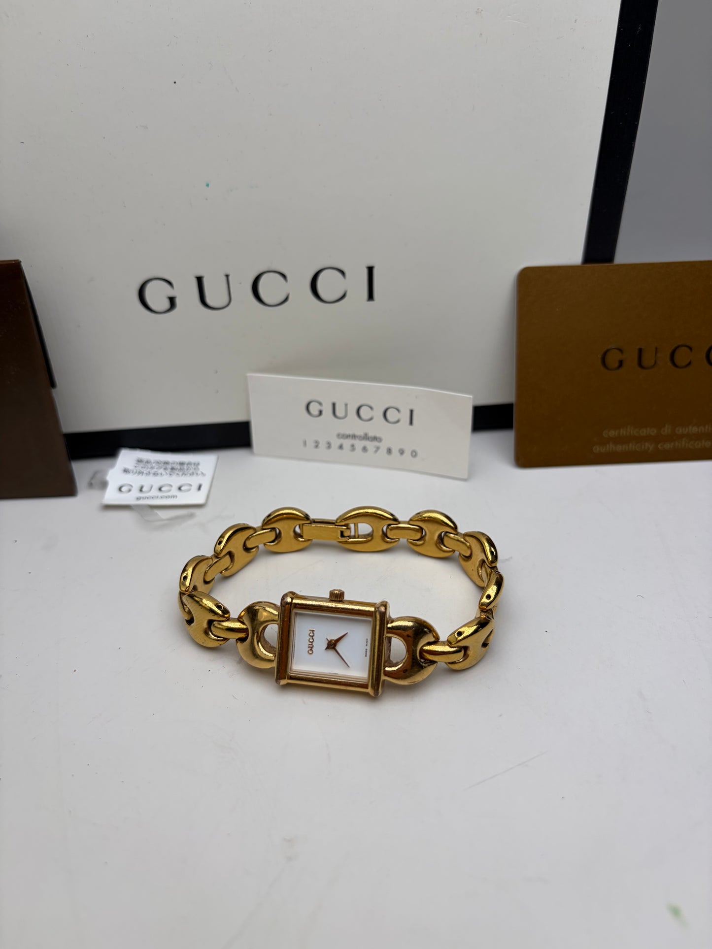 Vintage Gucci Gold Tone Ceramic Bracelet Italy