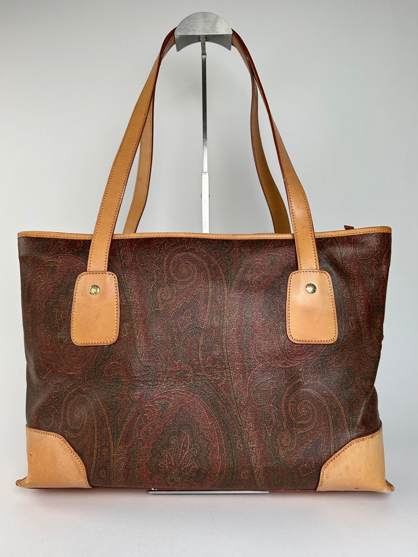 Etro Multi-Color Paisley Canvas and Leather Tote Bag