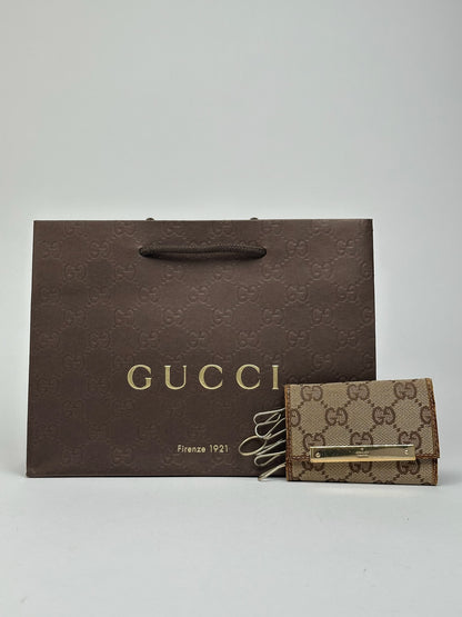 Vintage Gucci Monogram Key Holder beige brown