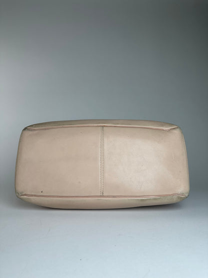 Vintage Celine Paris Leather Boogie Bag Beige Brown