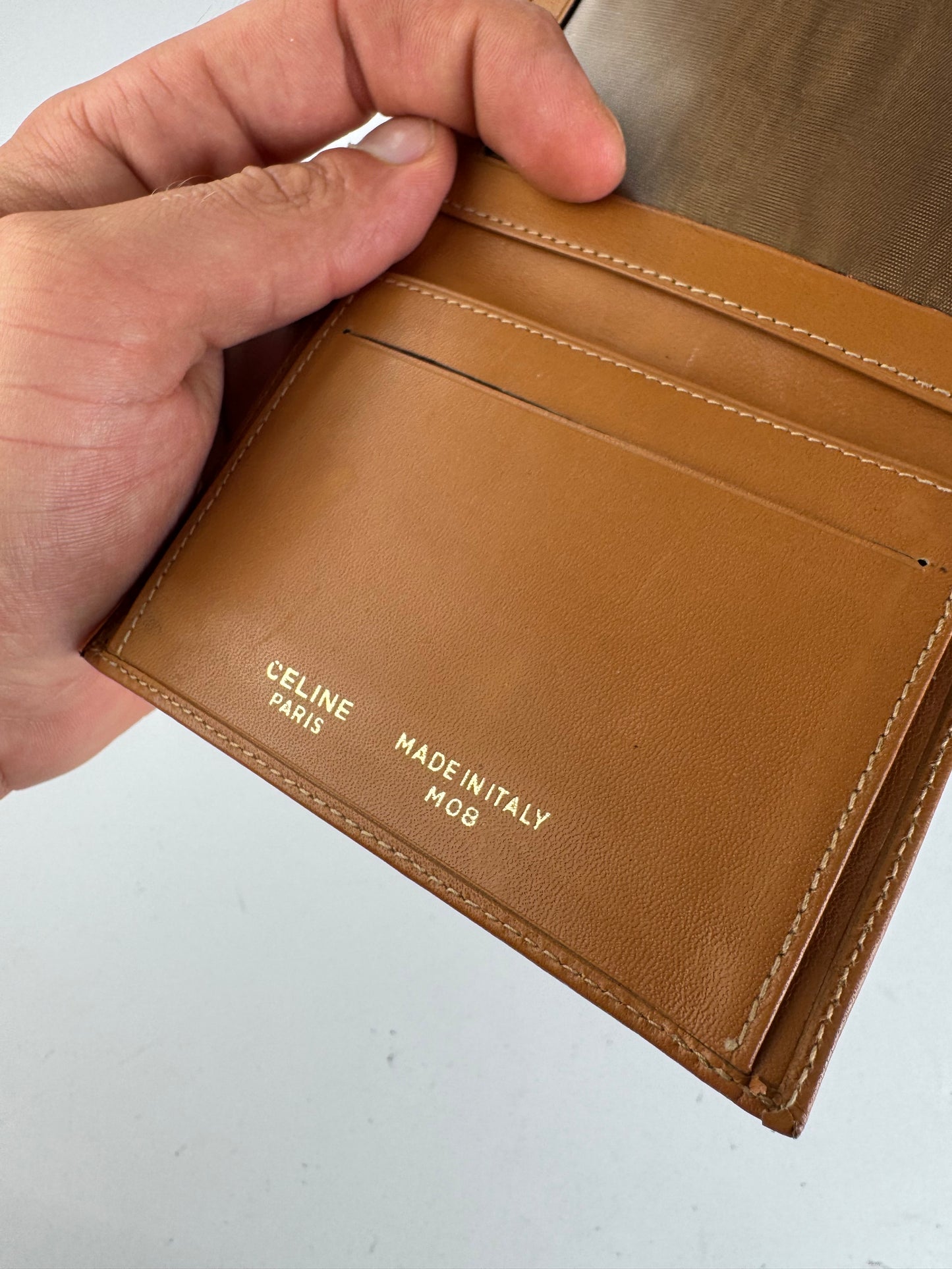 Vintage Celine Paris Leather monogram card holder beige